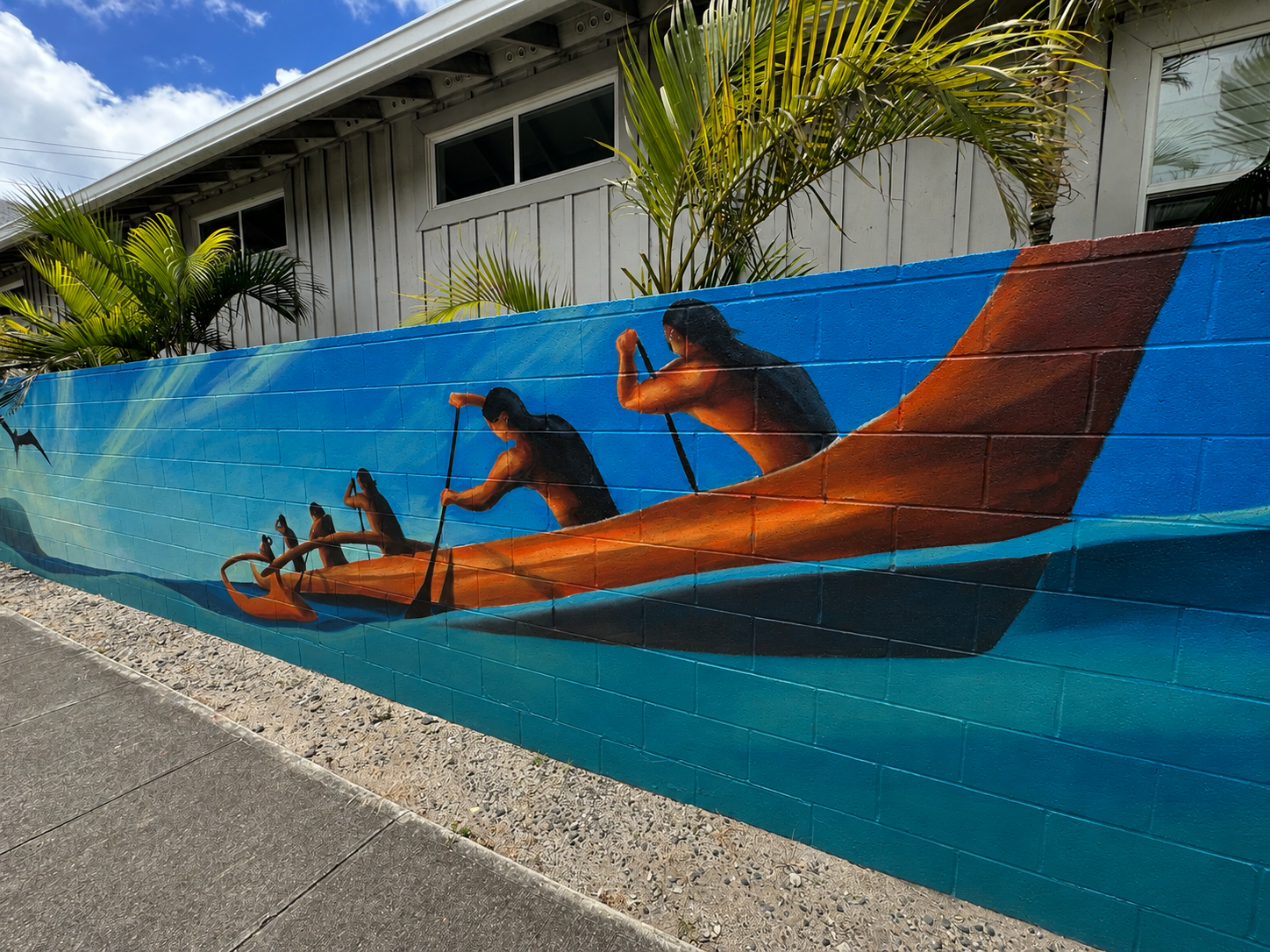 Canoe mural by Noa Hardisty
