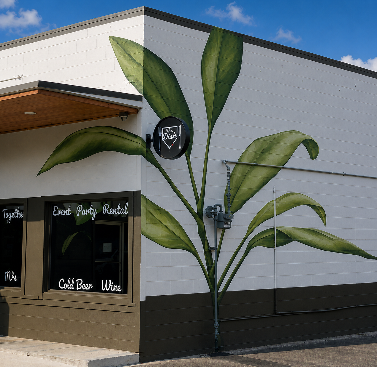 Bright exterior botanical mural by Noa Hardisty