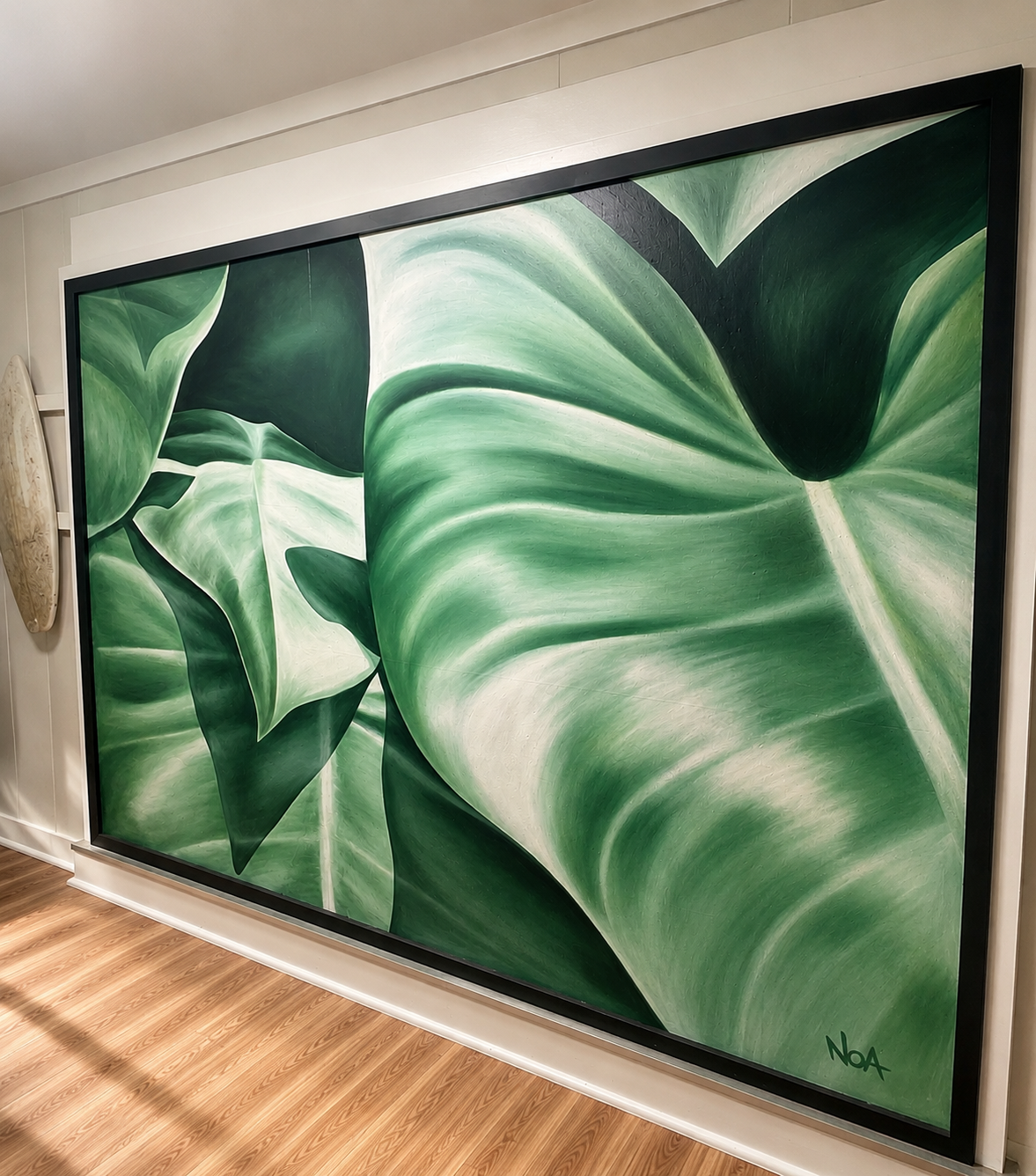 Interior green leaf mural by Noa Hardisty